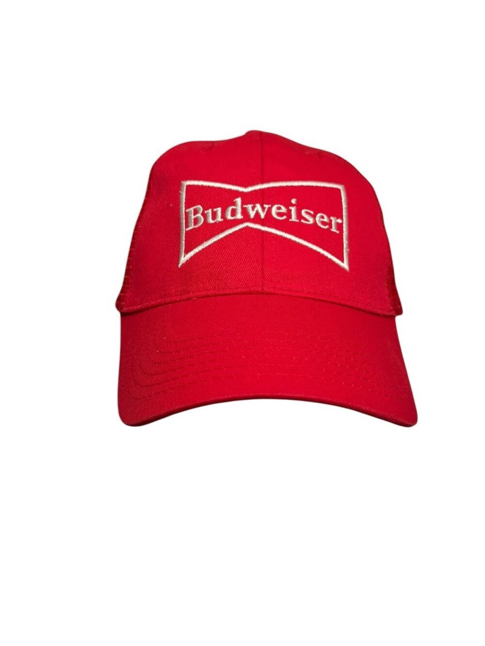 Vintage Budweiser Logo Red Mesh Snapback Trucker Hat Cap 80’s